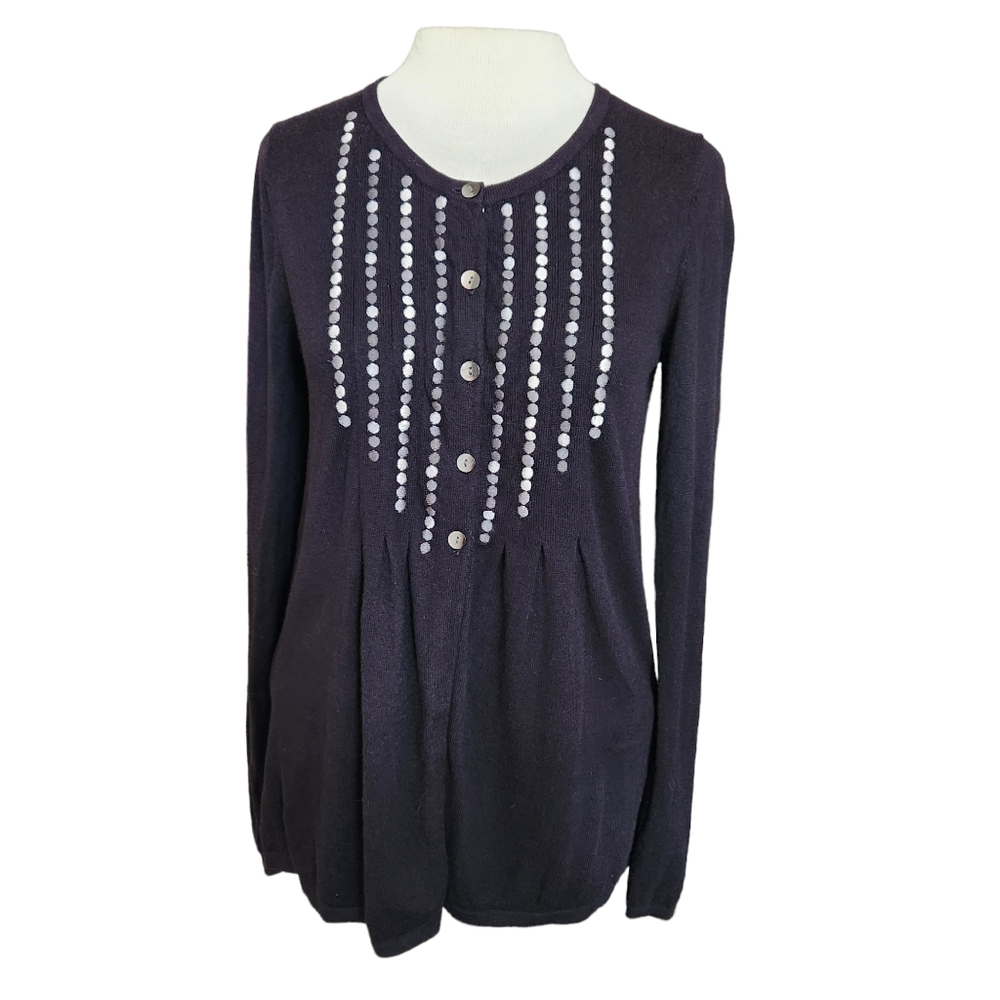 Boden Black Cardigan with White Button Detail 6